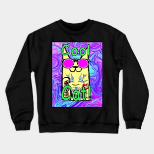 hipster rocker cool cat 7 Crewneck Sweatshirt